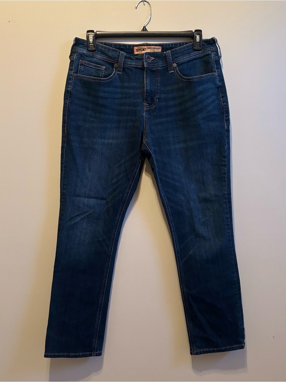 Seven7 Dark Blue Straight Leg Women's Jeans